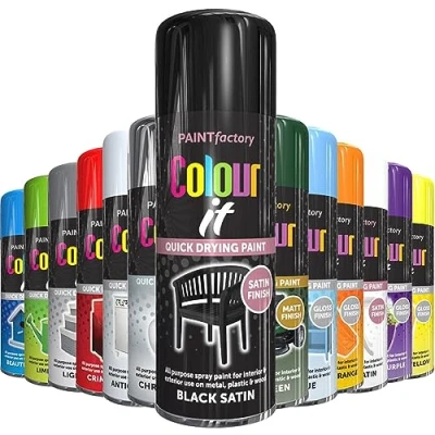 Image of AlezyB 1x Black Satin All Purpose Spray Paint 400ml Professional Quality and Fantastic Finish, Interior, Exterior, Household Multipurpose for Metal Plastic Wood Glass