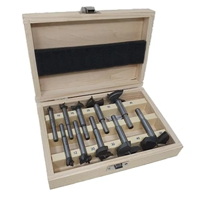 Image of jjw germany 10 Piece Carbide Art Drill Bit Set 12 15 20 25 30 35 40 45 50 mm for Hardwood and Cordless Screwdrivers