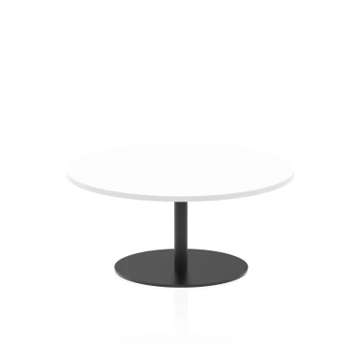 Image of Italia 1000mm Round Coffee Table White Top 475mm High Black Leg