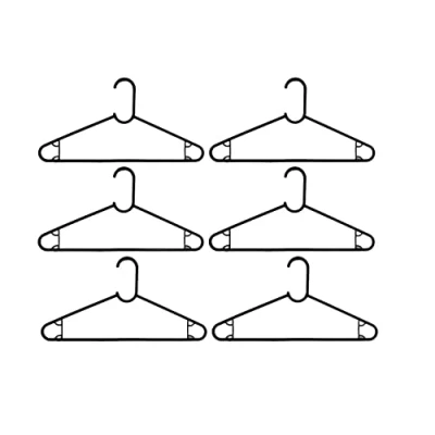 Image of Pack Of 6 Black Plastic Coat Hangers Adult Size Multi Purpose Clothes Hanger Trousers