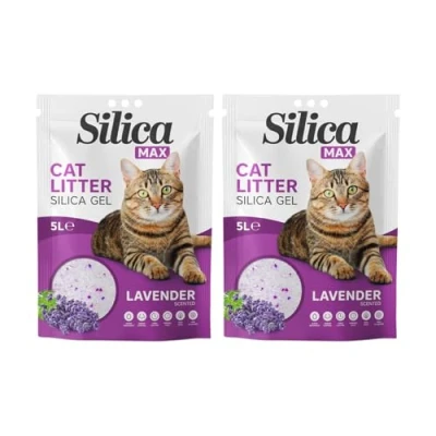 Image of FabFinds Cat Litter Antibacterial Silica Gel Non clumping Long Lasting Odour Control Dust Free 5L (2 Pack Lavender)