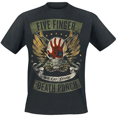 Image of Five Finger Death Punch T Shirt Locked &amp; Loaded Band Logo Official Mens Black L