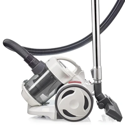 Image of Silva Schneider Homeline Cyclone Cylinder Vacuum Cleaner BS C 9002 HEPA Filter 2L Bagless Dust Collector 800W Metal Telescopic Tube, White/Grey