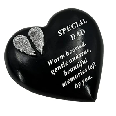 Image of Angraves Special Dad Angel Wings Memorial Black Heart Grave Plaque Graveside Ornament Decoration