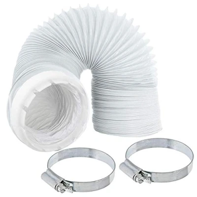 Image of SPARES2GO 4m Vent Hose + Adapter Compatible with Whirlpool Tumble Dryer 2 x Pipe Clamp Clips