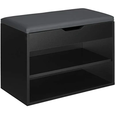 Image of TecTake 800843 JASMINA Shoe Storage Bench Cabinet Hallway Organizer 60 x 30 43.5 cm (Black)