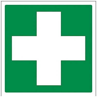 Image of V Safety First Aid Logo Sign 200mm x 1mm Rigid Plastic