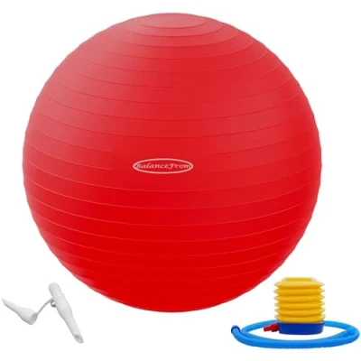 Image of BalanceFrom Anti Burst and Slip Resistant Exercise Ball Yoga Fitness Birthing with Quick Pump, 2,000 Pound Capacity (48 55cm, M, Red)