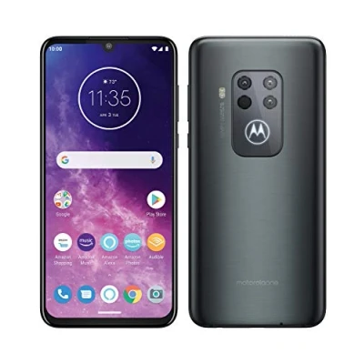 Image of Motorola One Zoom with Alexa Hands free Dual SIM Smartphone (6.4 Inch FHD+ Display, Quad Camera System, 128 GB/4 GB, Android 9.0, Headset + Cover), Electric Grey