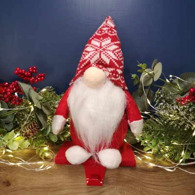 Image of 30cm Plush Gnome Gonk Christmas Stocking Holder Decoration with Red Body and Hat