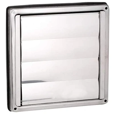 Image of First4spares 5&quot; / 125mm Stainless Steel Square External Wall Extractor Air Vent Grill Outlet With Gravity Flaps
