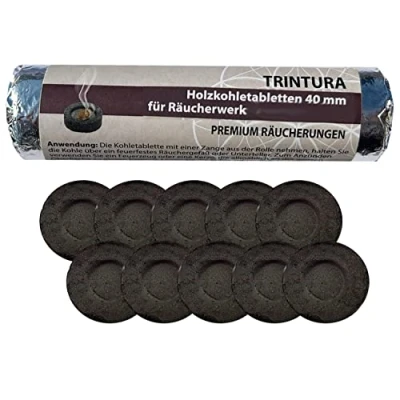 Image of Trintura Bamboo Charcoal Tablets 40 mm, Self Igniting Smoking for Incense Burner