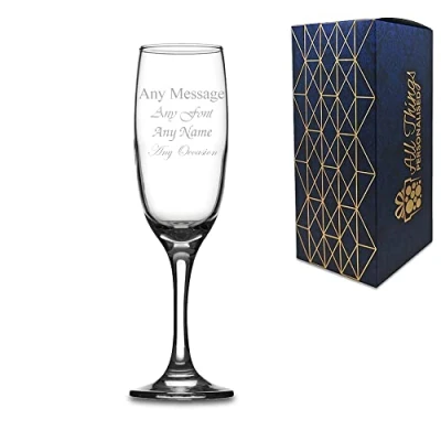 Image of Personalised Engraved Champagne Flute 21st Birthday Gift Anniversary Wedding