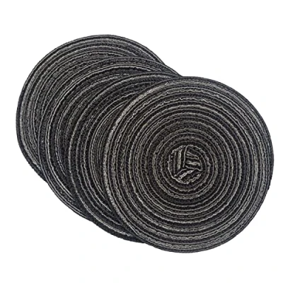 Image of SCF2017 Set of 4 Round Woven Cotton Yarn Placemats 18cm Small Table Mats Coasters(Black)