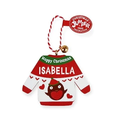 Image of History &amp; Heraldry Personalised Christmas Jumper Decorations (Isabella)