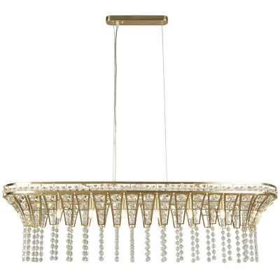 Image of Gemma 8 Light Bar Pendant Satin Brass, Clear Crystal
