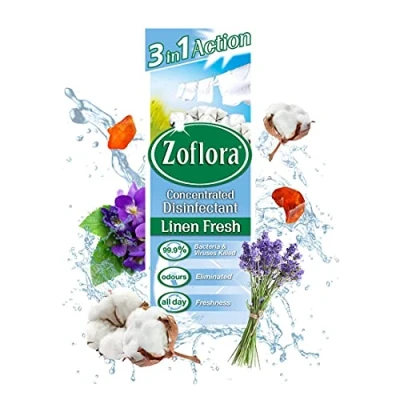 Image of Zoflora 3 in 1 Action Concentrated Disinfectant Linen Fresh 500ml (Pack of 6 x 500ml)