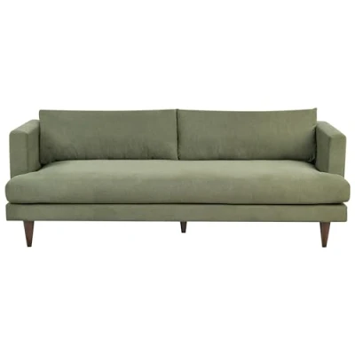 Image of Beliani 3 Seater Fabric Sofa Living Room Modern Style Dark Wood Legs Green Jarpen