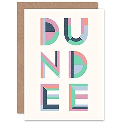 Image of Artery8 Dundee Colourful Word Sealed Greeting Card Plus Envelope Blank inside