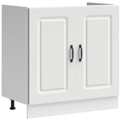 Image of vidaXL Kalmar White Sink Base Cabinet 80x46x81.5 cm Engineered Wood Kitchen Storage with Adjustable Feet