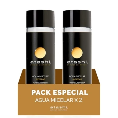Image of Atashi. Anti Ageing Micellar Water Purifying, Soothing and Moisturising 100% Natural Lemon Extracts with Vitamin C 250ml x 2