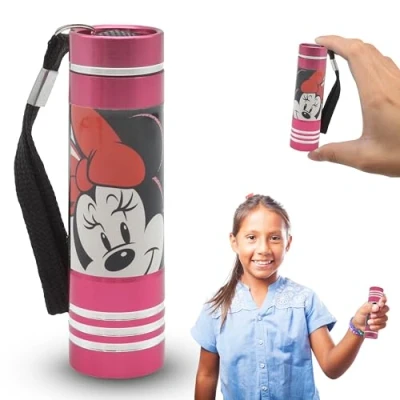 Image of LED Minnie Mouse Aluminium Super Bright Flashlight Pink Night Light Reusable Pocket Size Torch for Power Cuts, Emergency, Kids, Adults, Hiking, Outdoor, Gifts, Camping, Travelling 3+ Years 8.7cm