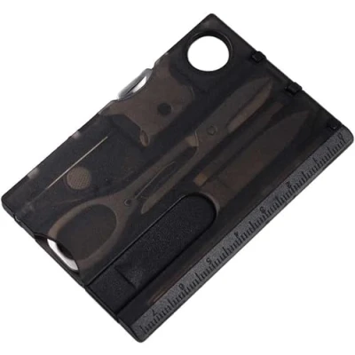Image of Black 12 in 1 Pocket Credit Card Outdoor Survival Multi Tool EDC Gear Multitools and Accessories