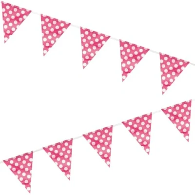 Image of Unique Party 10025 12ft Hot Pink Polka Dot Bunting Flags
