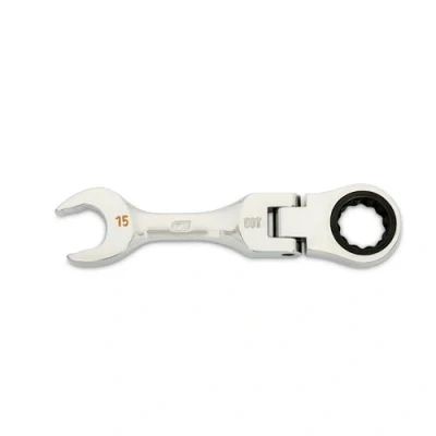 Image of GEARWRENCH 15mm 90 Tooth 12 Point Stubby Flex Combination Ratcheting Wrench 86865