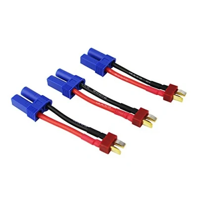 Image of OliYin 3pcs Male Deans T plug to Female EC5 Losi Connector Adapter with 14awg 1.96inch Wire for Brushless LiPO Battery(pack of 3)