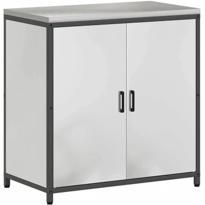 Image of vidaXL Kitchen Storage Cabinet with Shelf Door Silver Galvanised steel