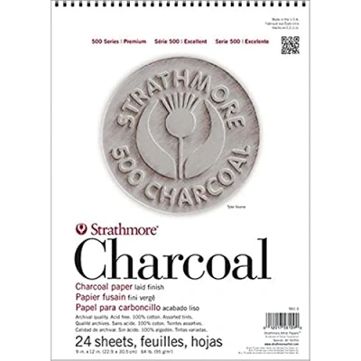 Image of Strathmore STR 561 1 24 Sheet Assorted Tint Charcoal Pad, 9 by 12&quot;, Multicolor, 9&quot;X12&quot;