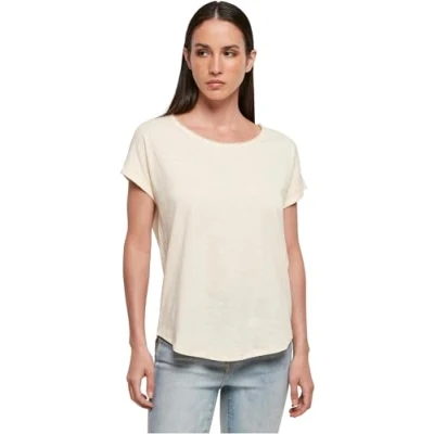 Image of Build Your Brand Women&#039;s Ladies Long Slub Tee T Shirt, Whitesand, XL
