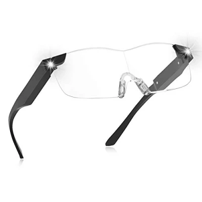 Image of OKH Rechargeable Magnifying Glasses with LED Light,Hands Free 160% Lighted Eyeglasses for Hobbies,Reading,Close Work
