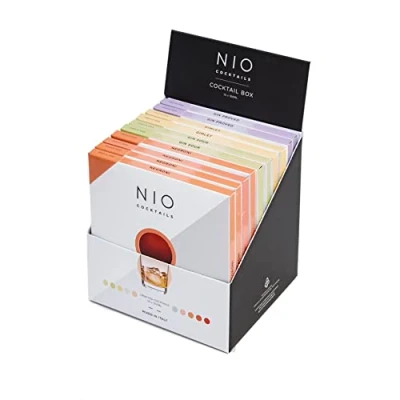 Image of NIO Cocktails Gin Lovers Box, 10 x cl Pre Mixed, Ready to Serve Tanqueray Drinks (4 Negronis, 2 Gimlets, Sours and Proveds), Gift Pack, 100