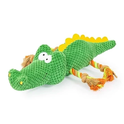 Image of Bayer Design EDUPET 06012AA Dog toy Crocodile plush with rope, squeaking