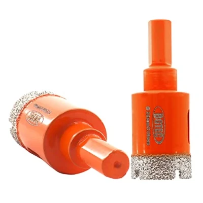 Image of BGTEC Dry Diamond Core Drill Bit, 2Pcs 25mm Vacuum Brazed Hole Saw with Triangle Shank for Porcelain Tile Ceramic Granite Marble Masonry