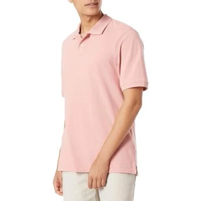 Image of Amazon Essentials Men&#039;s Regular Fit Cotton Pique Polo Shirt (Available in Big &amp; Tall), Pink, S