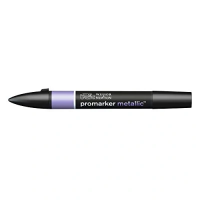 Image of Winsor &amp; Newton 0206696​ ProMarker Metallic Professional Layout Marker 2 Tips, Fine and Wide for Drawings, Design Layouts Purple, 1 Piece (Pack of 1)