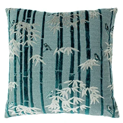 Image of Paoletti Anji Feather Filled Cushion, Teal, 50 x 50cm