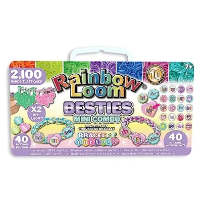 Image of BANDAI Rainbow Loom Loomi Pals Besties Mini Combo Jewellery Maker Crafts Friendship Bracelet Making Kit for Boys and Girls Rubber Band Accessories with Charms