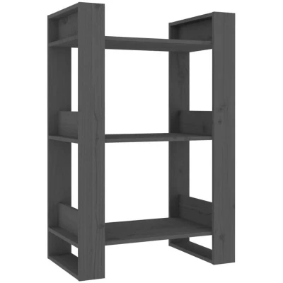 Image of vidaXL Book Cabinet/Room Divider Grey 60x35x91 cm Solid Wood Pine