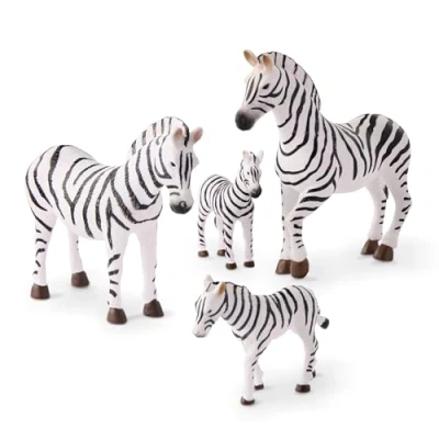 Image of Terra AN2825Z Family Miniature Zebra Animal Toys for Kids 3 Years Old and Up (4pc)