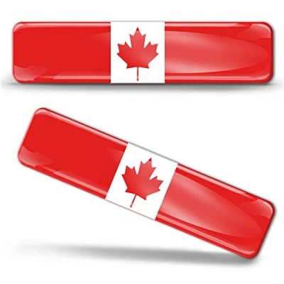 Image of 2 x 3D Domed Silicone Stickers Decals Canada National Canadian Flag Car Motorcycle Helmet F 3