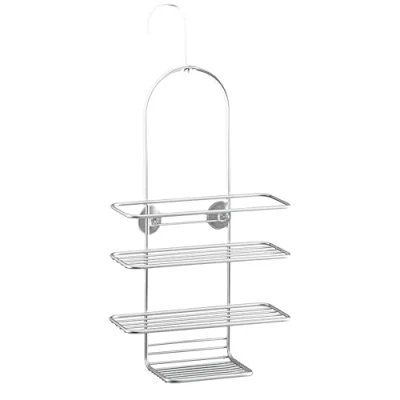Image of Metaltex Reflex Hanging Shower Caddy, 3 Tier, Polytherm Coated, Silver, 25 x 11 43 45 cm