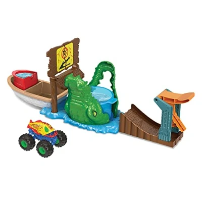 Image of Hot Wheels Monster Trucks Swamp Chomp Playset, Water Playset with 1 Color Shifters Truck, Toy for Kids 4 Years Old &amp; Older