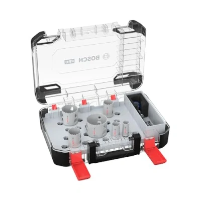 Image of Bosch 9X PRO Multi Material Power Change Plus Hole Saw Set Transparent Case (for Softwood, Drywall, Ø 20 64 mm, Professional Accessory Rotary Drill/Drivers)