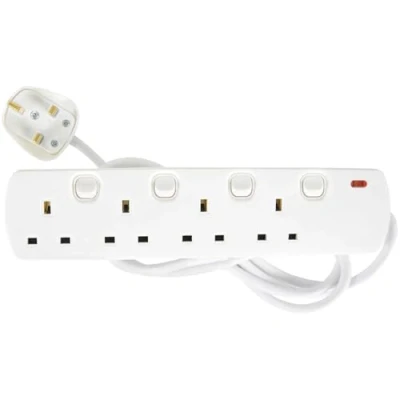 Image of Mercury 2.0m Switched 4 Gang Extension Cable White