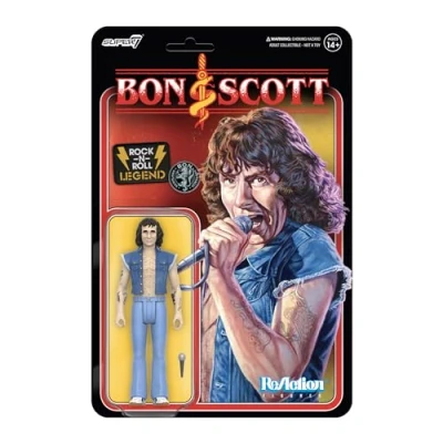Image of Super7 Bon Scott 3.75&quot; Action Figure with Accessory Classic Rock Collectibles and Retro Toys