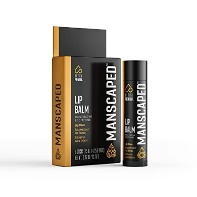 Image of MANSCAPED® Moisturizing and Soothing Lip Balm, Infused with Vitamin E, Peppermint Oil, Eucalyptus Oil for Chapped Lips, Matte Finish (3 Pack)